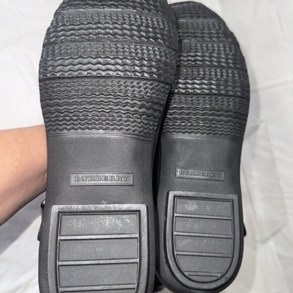 Burberry Black Claredon Shearling Riding Combat Boots Size 9 - Picture 15 of 16